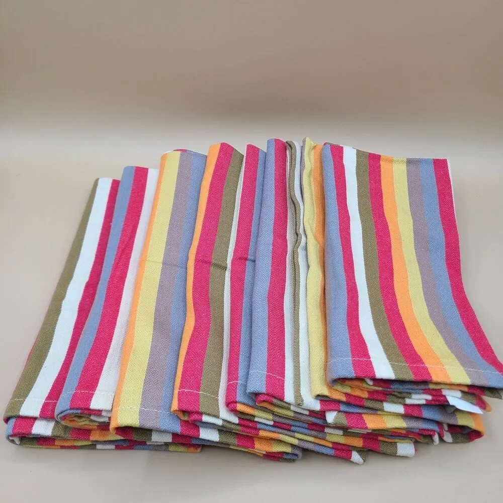 PIER 1 Bright Stripe Napkins Cotton Set of 8 Unused 19